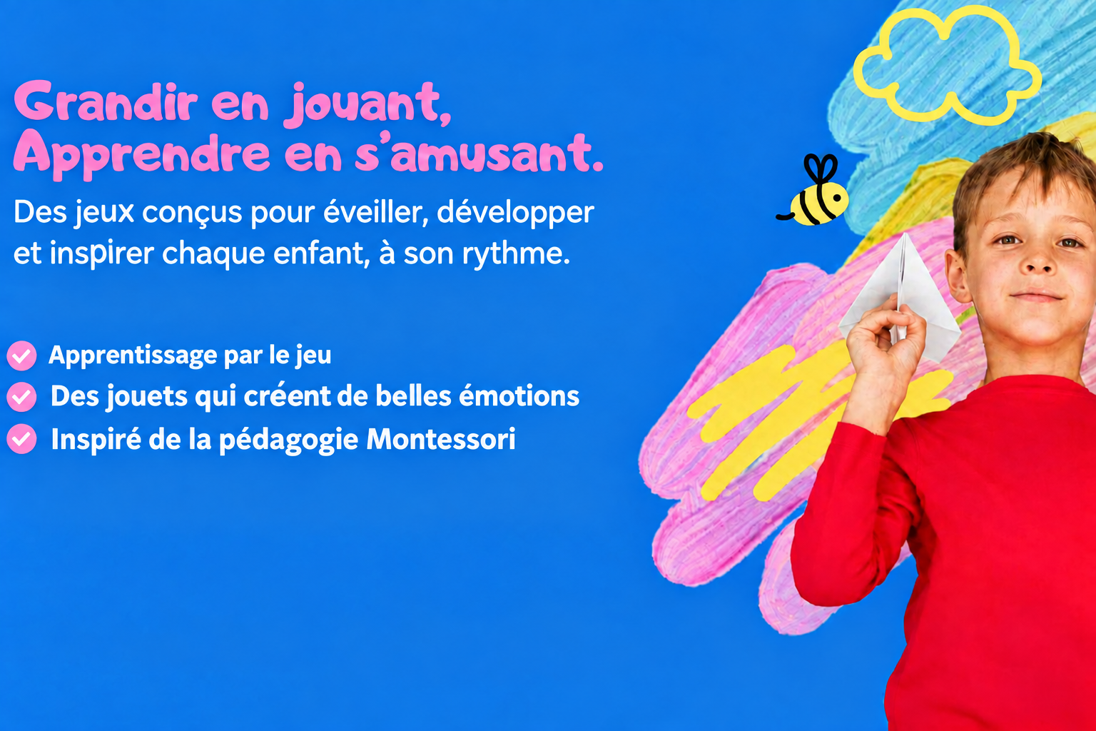 Bannière avec une seule mention Montessori